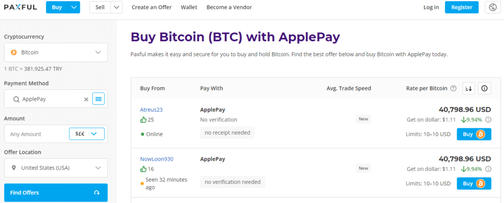 paxful applepay