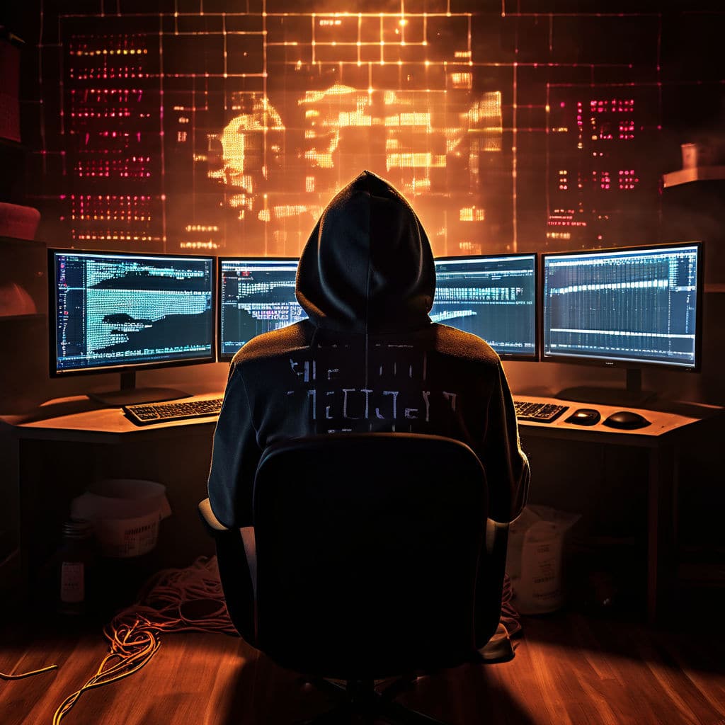 high angle photo capturing the silhouette of a hoodie clad figure face partially veiled seated ami