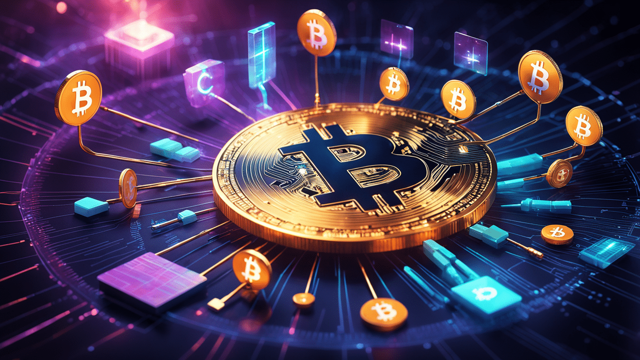 an imaginative scene where various crypto tools like charts graphs and security keys float aroun