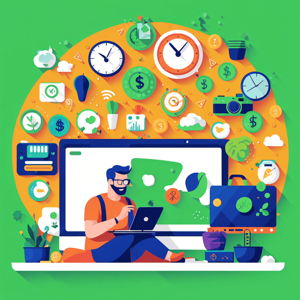 illustration alternative income symbols freelance laptop artistic paintbrush content camera pro 1