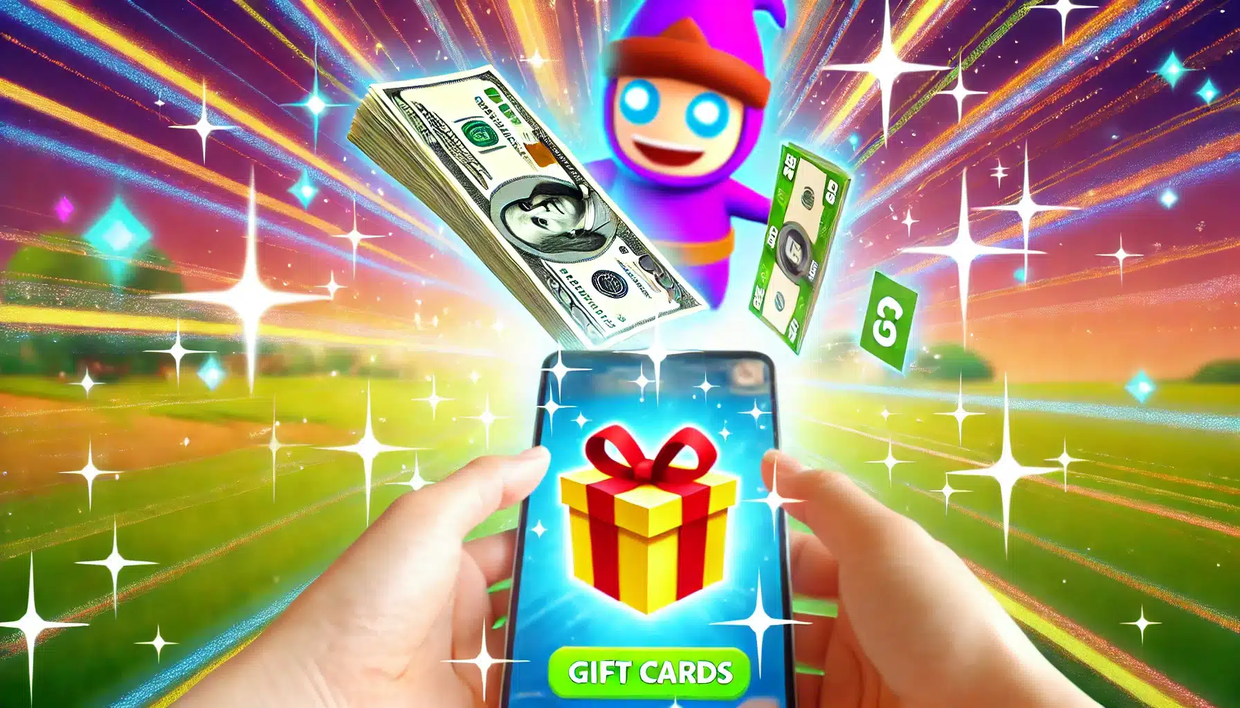 Game character handing cash