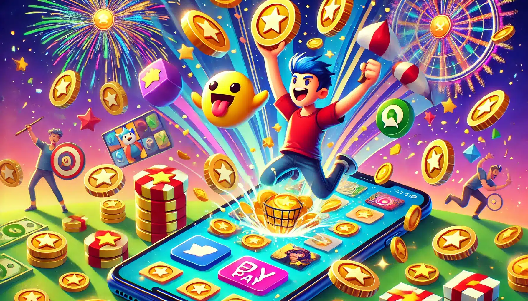 Gamer collecting coins