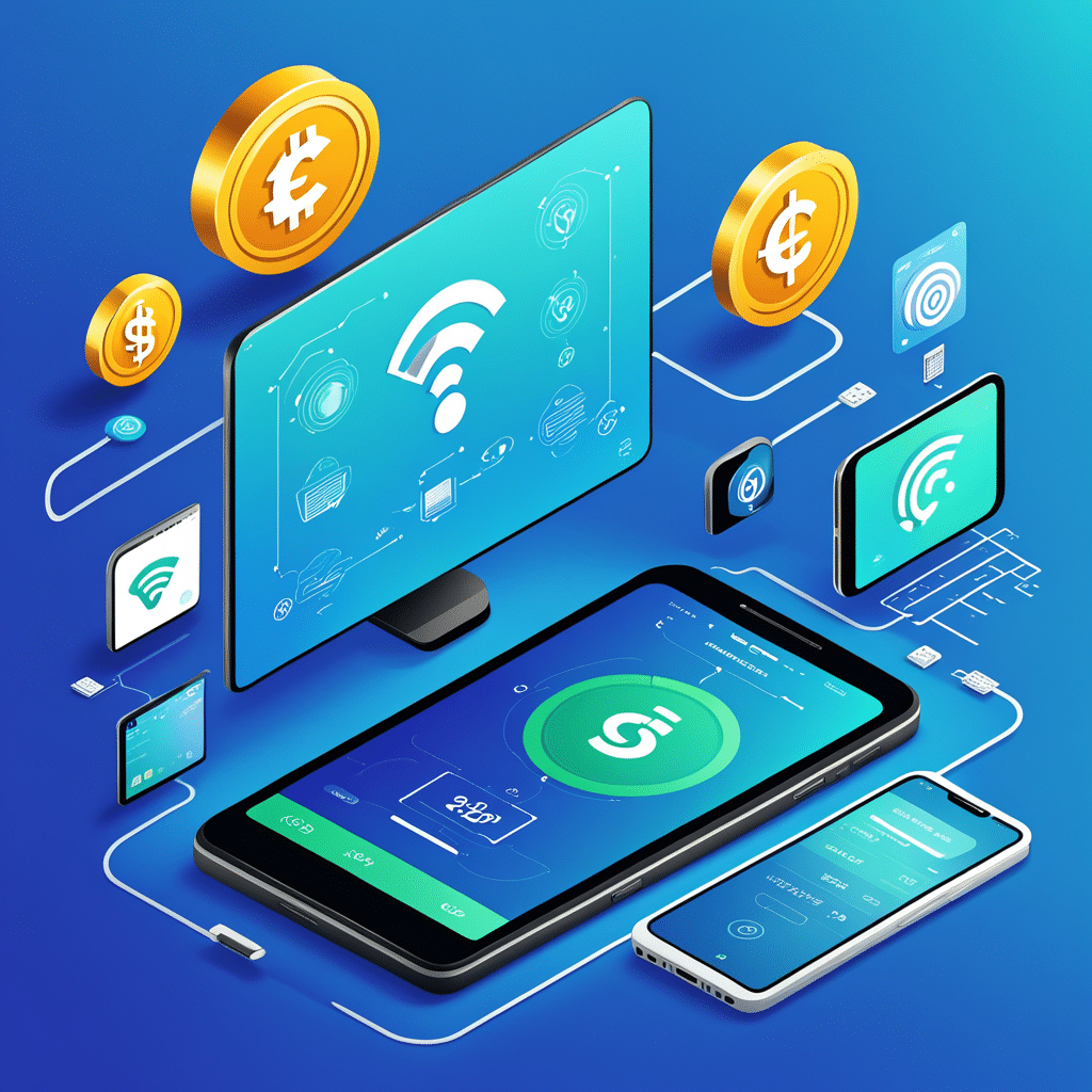 a modern and sleek illustration for honeygain monetize your internet connection show a mobile ph