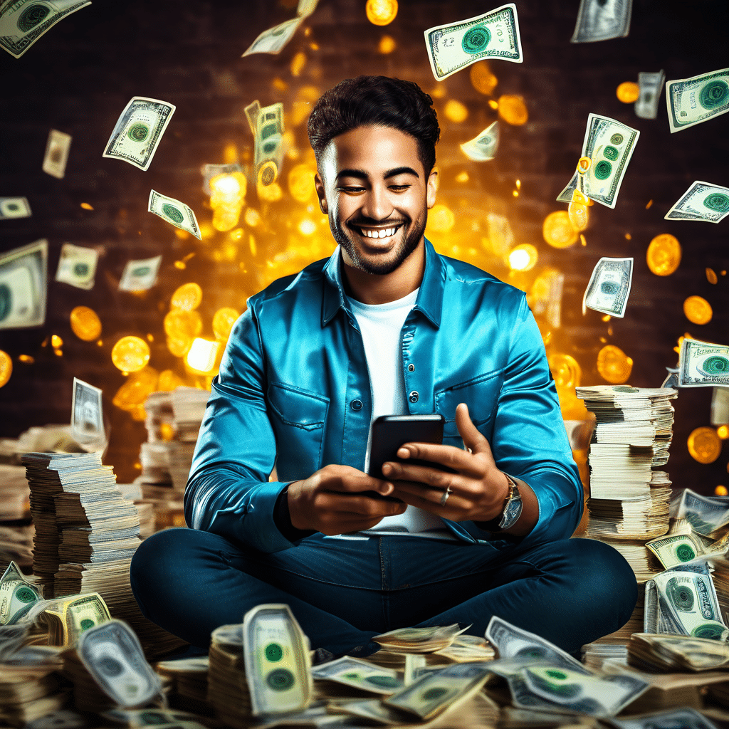 a realistic and captivating image of a person earning a lot of money through social media show the
