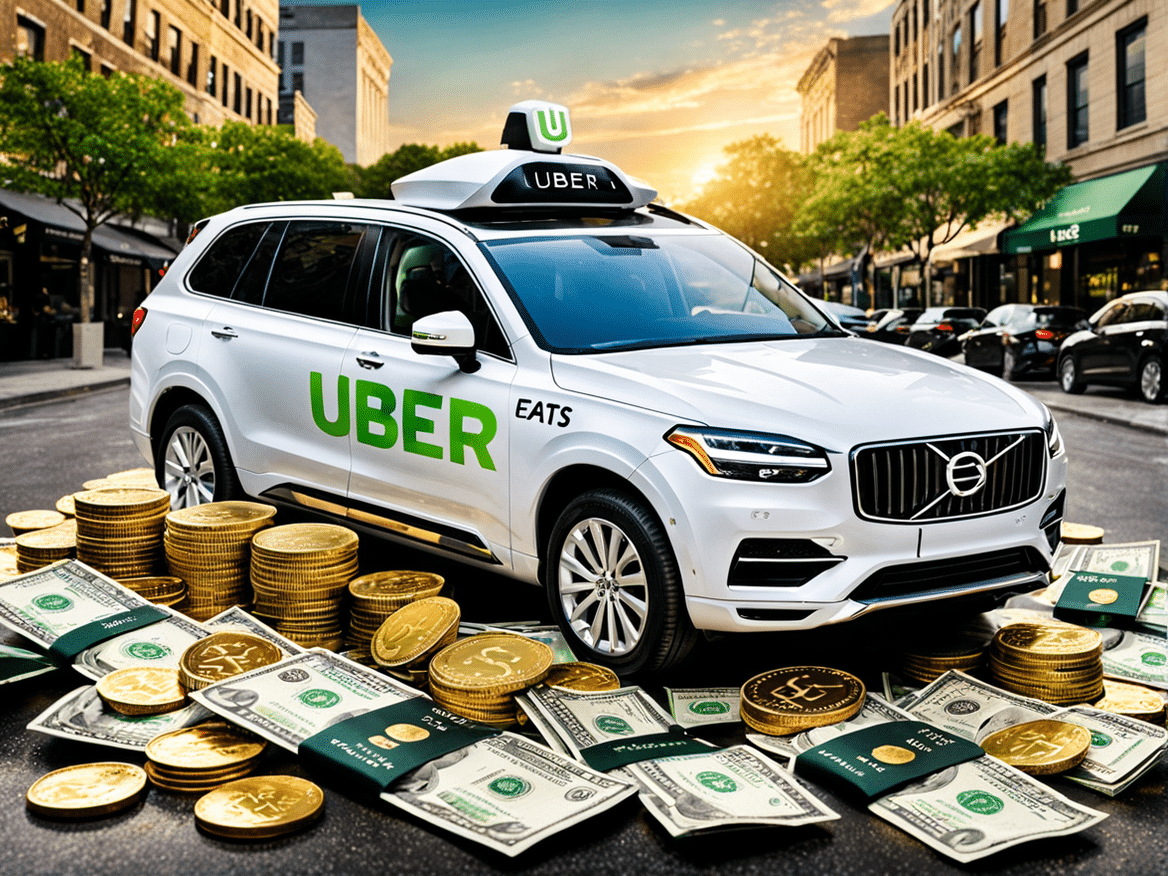 a realistic and engaging image of an uber eats vehicle show the car with the uber eats logo promine
