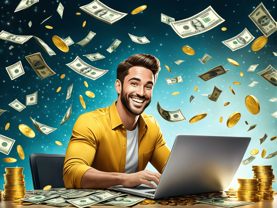 a realistic image of a person making money from home show the person sitting at a desk with a lapto 2