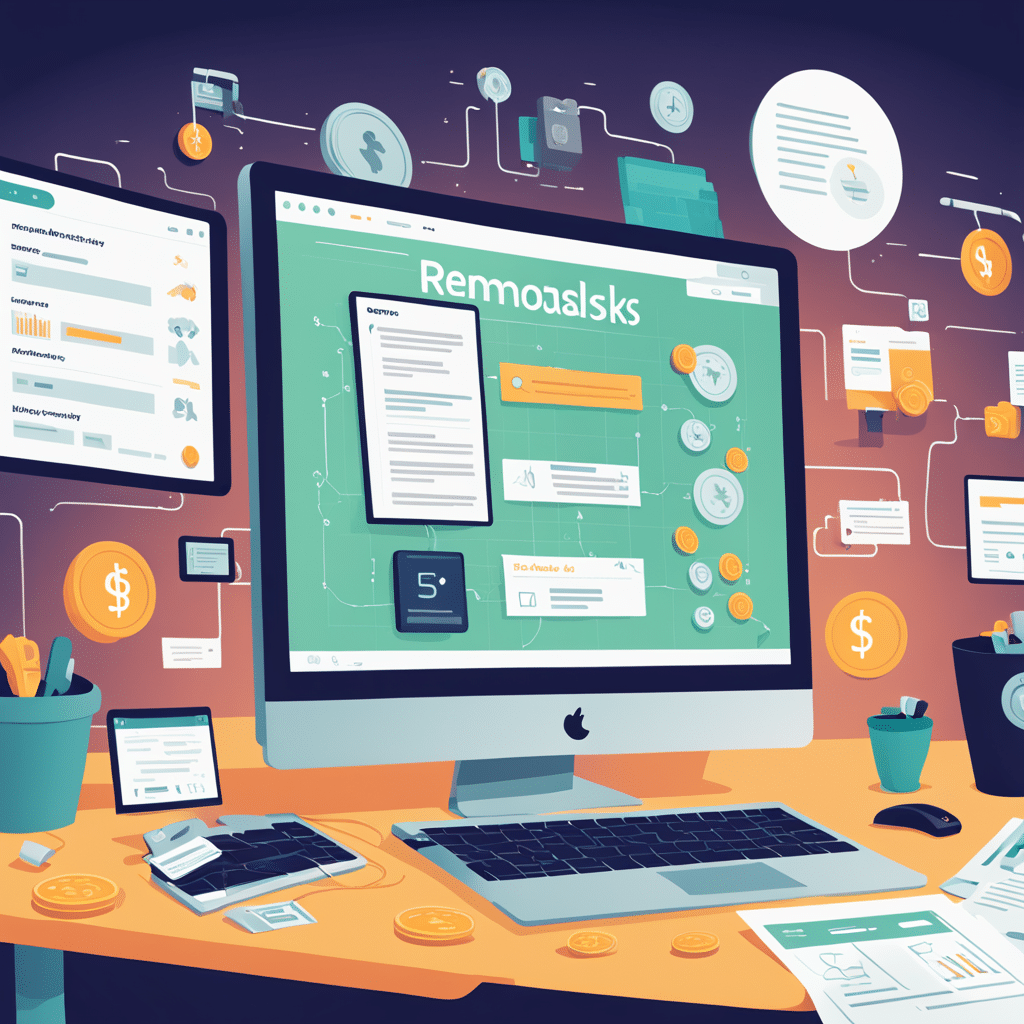 an engaging and professional illustration for remotasks a website for finding remote micro tasks
