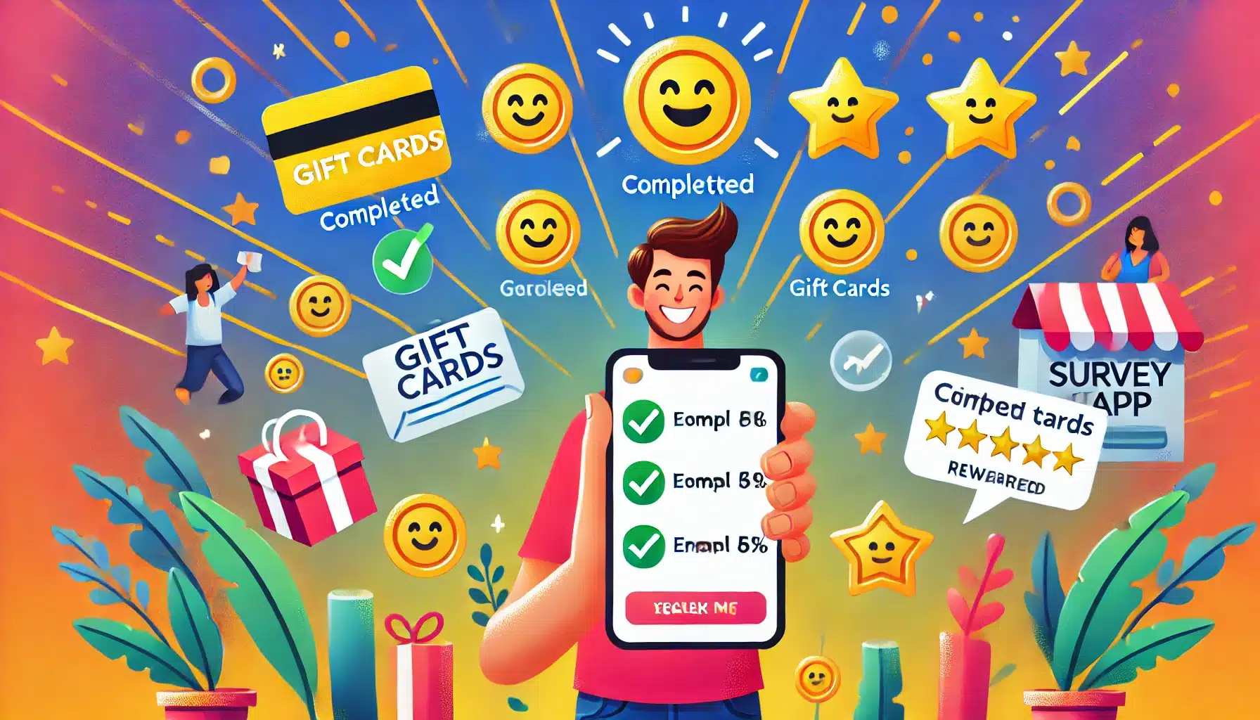 A cheerful illustration of a person holding a smar