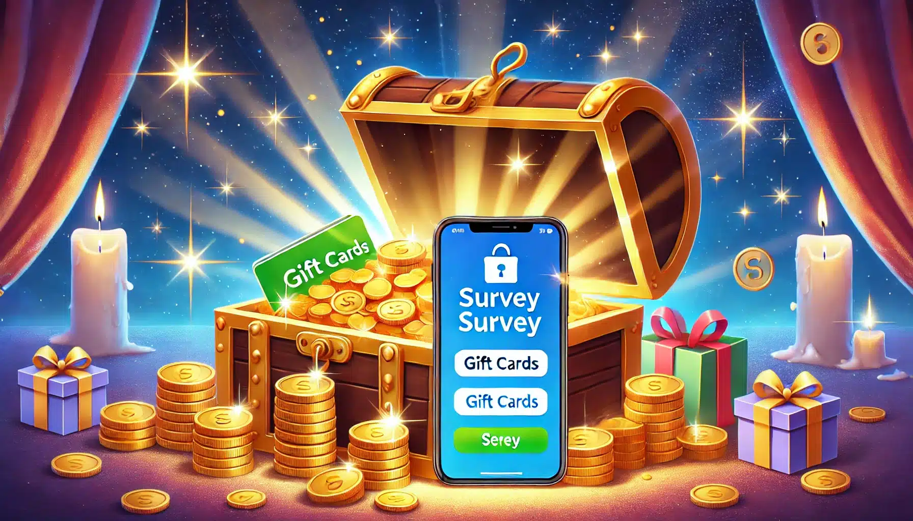An illustration of a treasure chest opening to rev