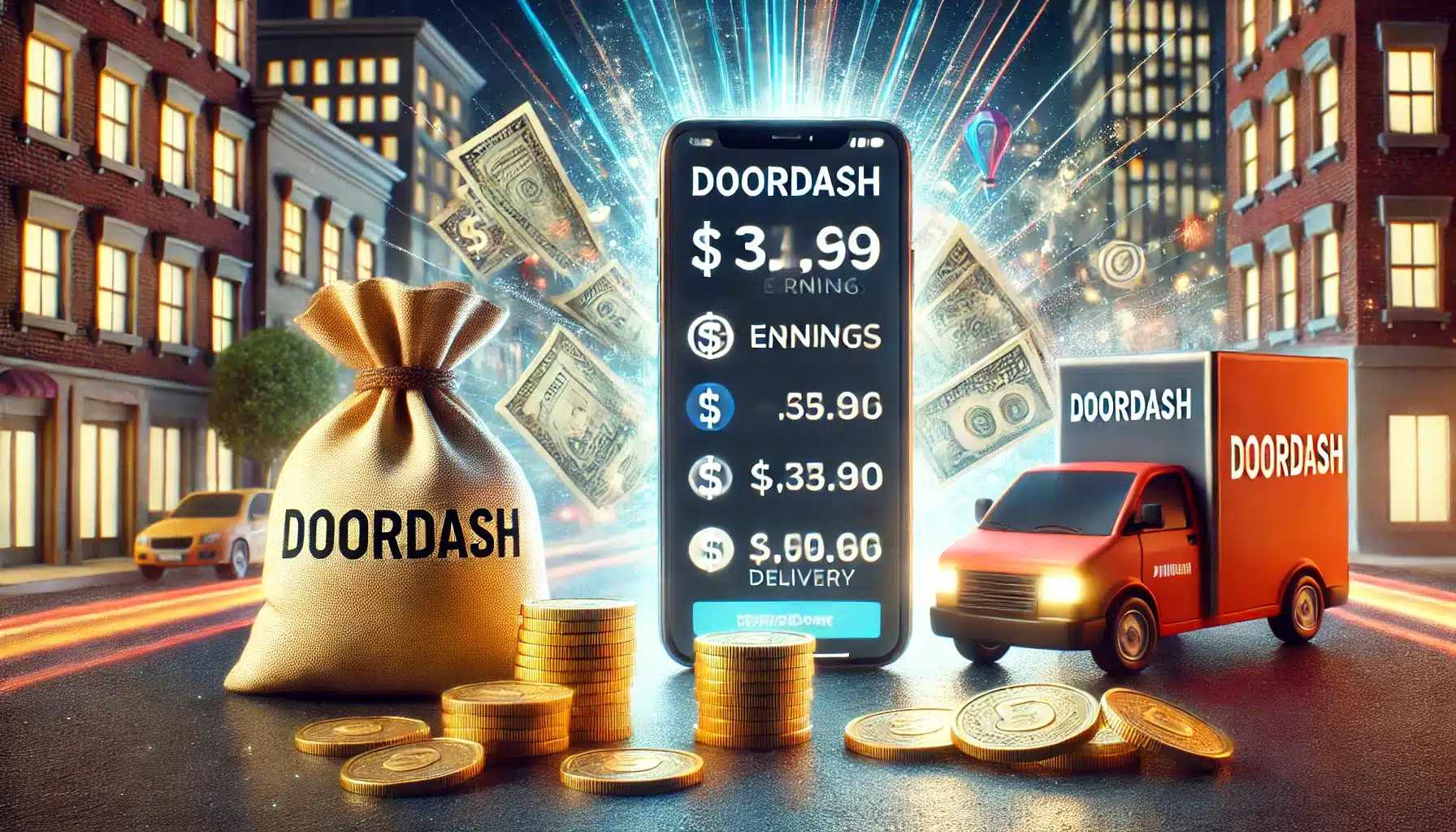 An imaginative scene of smartphone with DoorDash app